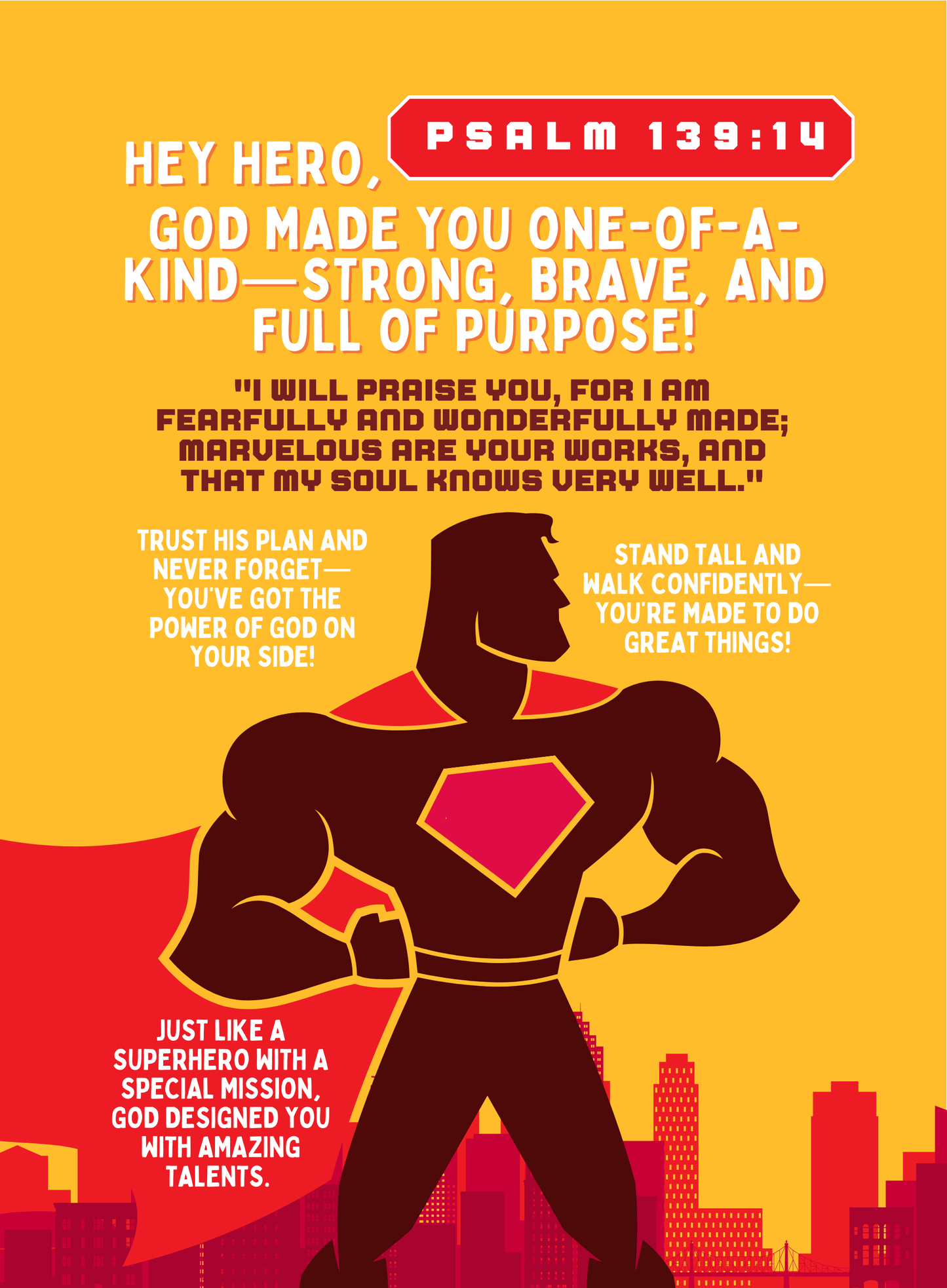 RPS Love Notes Bundle For Boys, Front Card 50, Superhero, Psalm 139:14