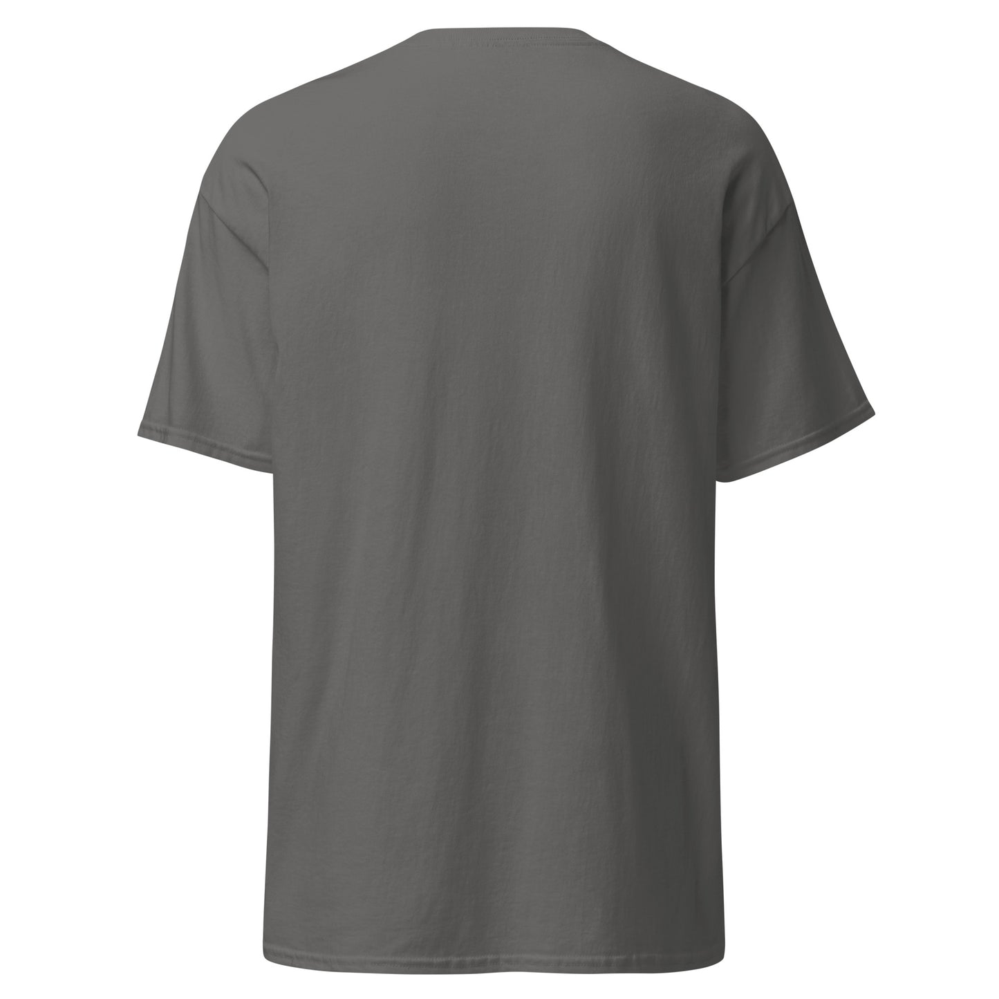 “You Are My Rock and My Fortress” women’s t-shirt featuring Psalm 31:3 with a vintage desert landscape design, symbolizing God's protection and strength, back, charcoal
