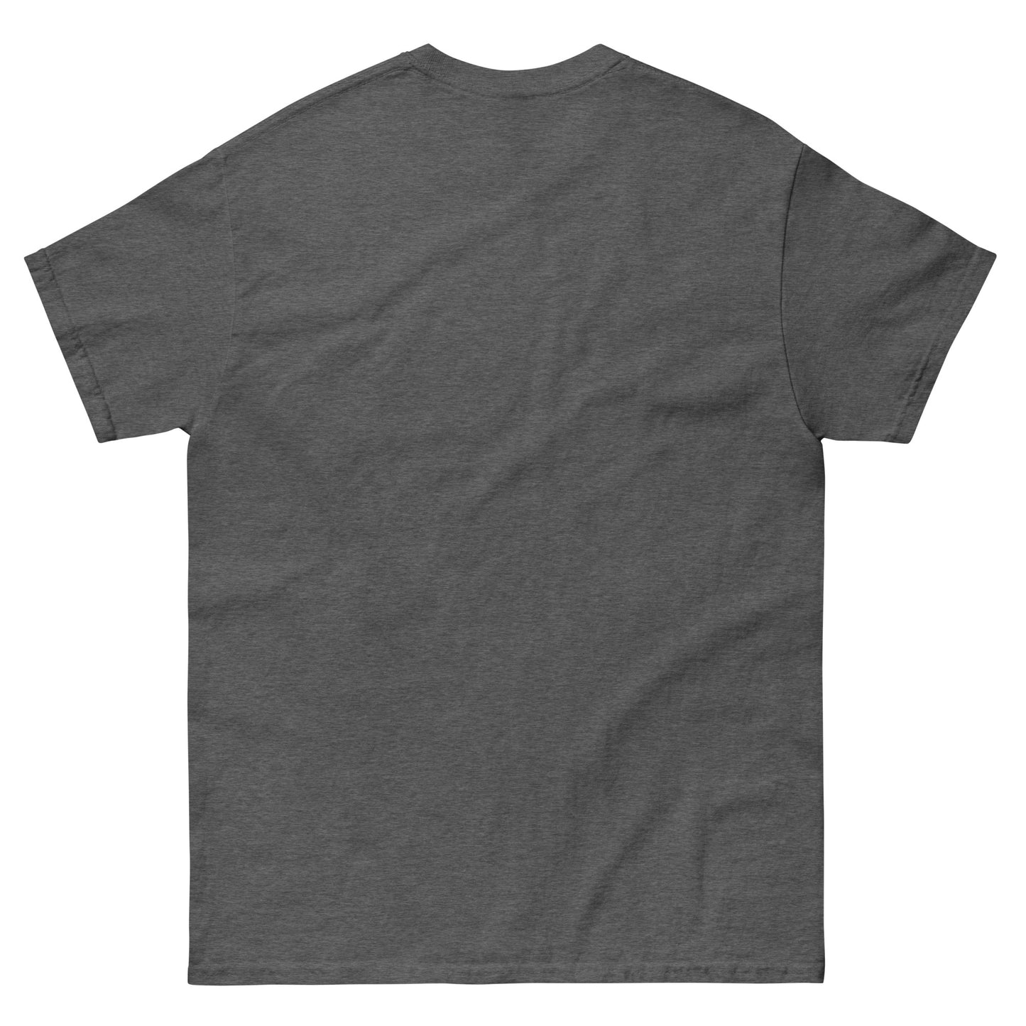 t-shirt with bold distressed text that reads, "If the world applauds, you’re probably doing it wrong," in black and red lettering. Empty Back, Dark Heather