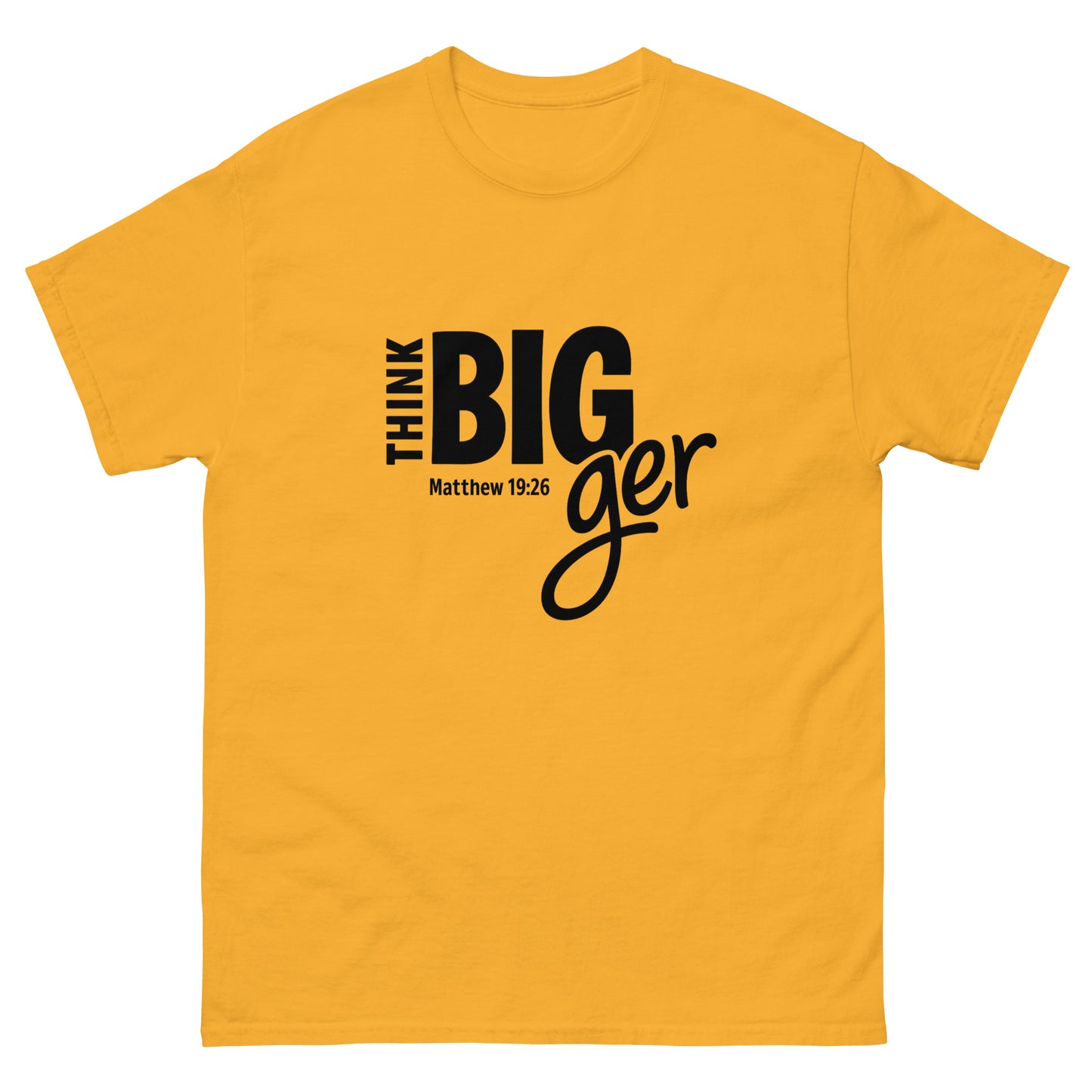 'Thing BIGger', Matthew 19:26, rps, shirt, orange, front