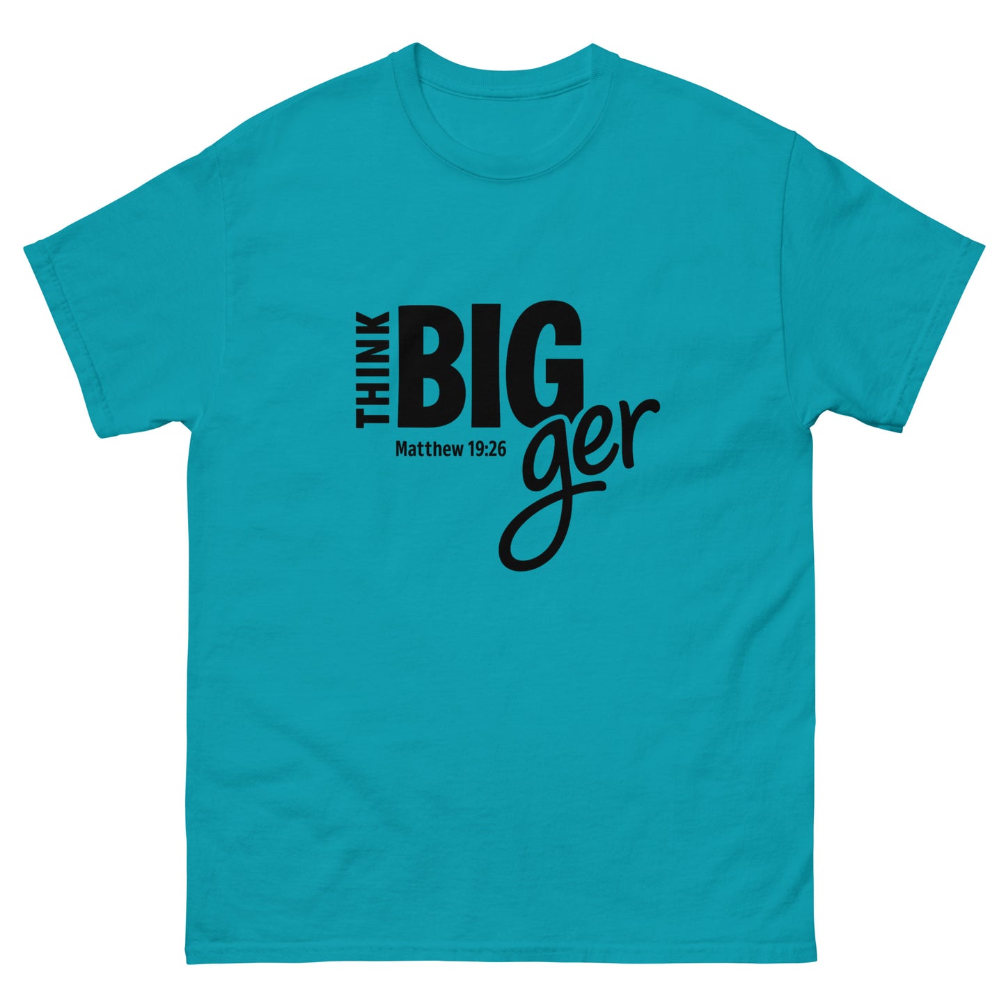 'Thing BIGger', Matthew 19:26, rps, shirt, green, front