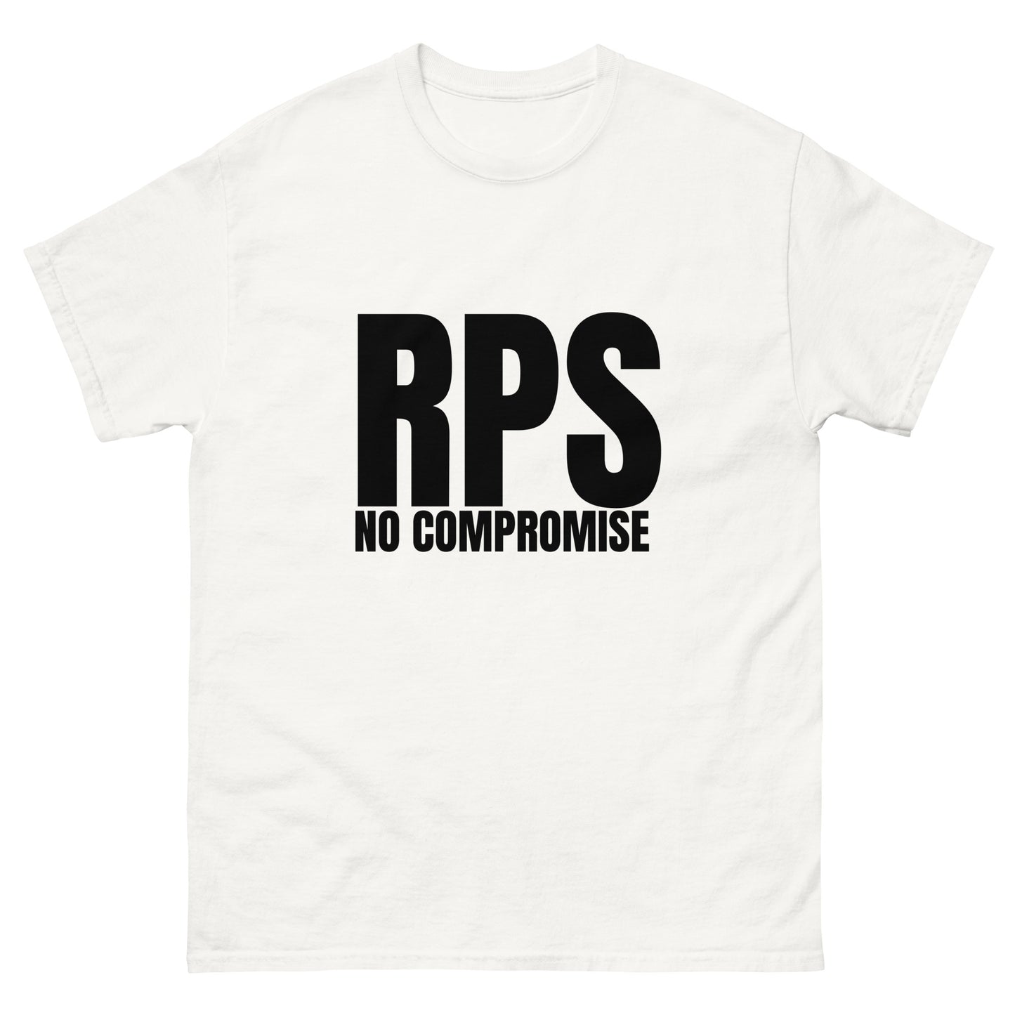 Rebel Parent Society Men's RPS No Compromise T-Shirt, White, Front Side