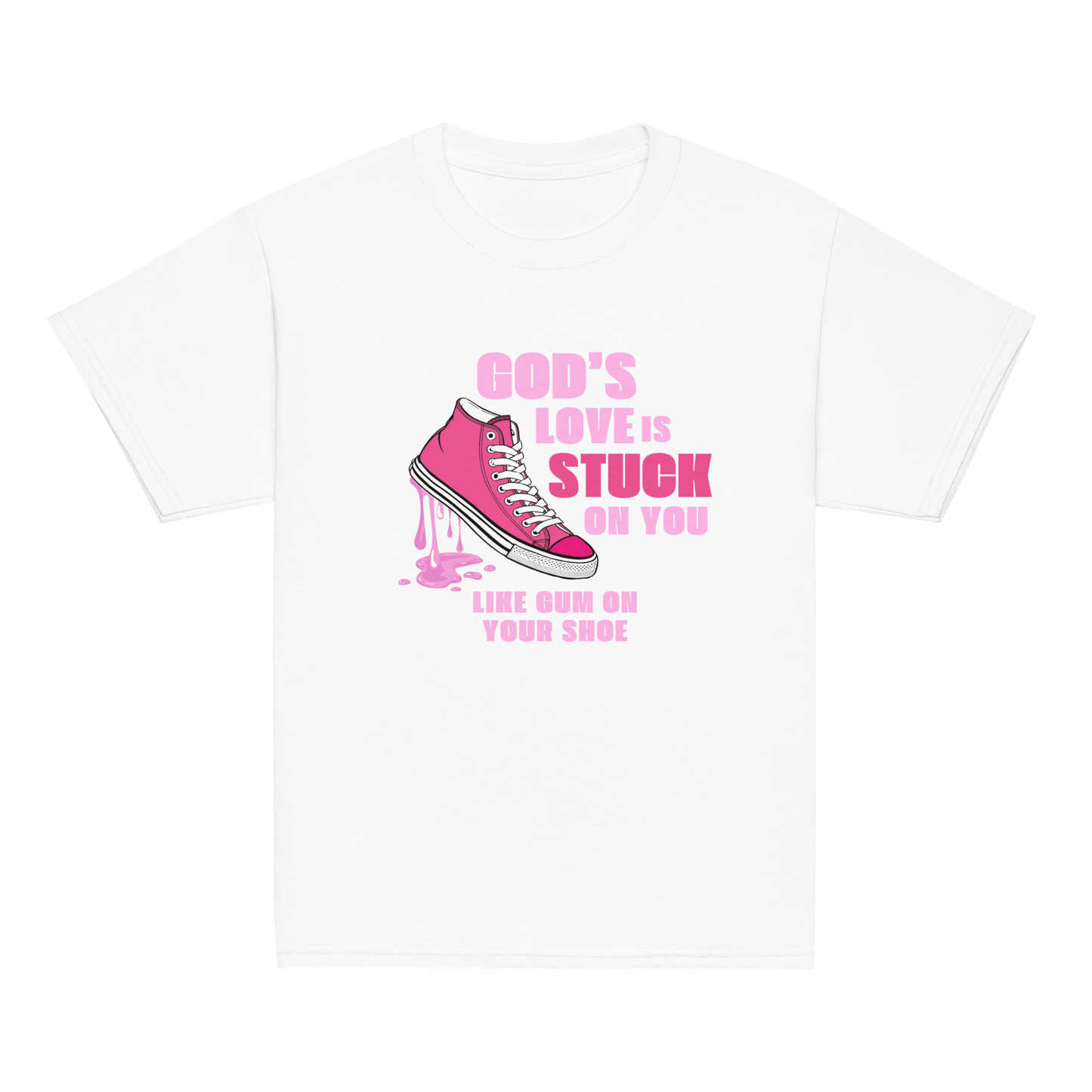 RPS Kids God's Love is Stuck on You, White shirt, Front side