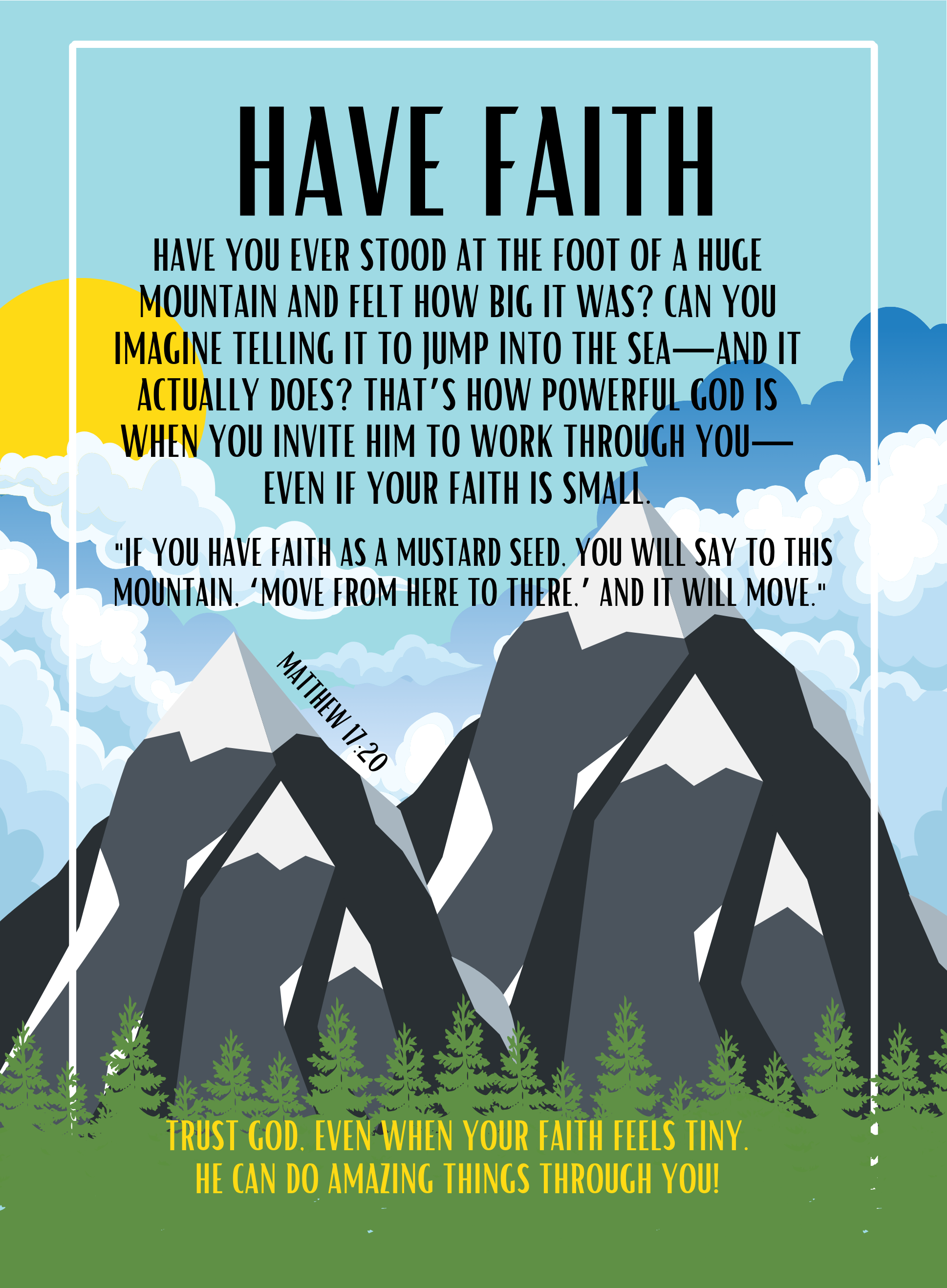 RPS, Rebel Parents Society Love Notes, For Boys, Front Card, Mountains and Outdoors, Matthew 17:20