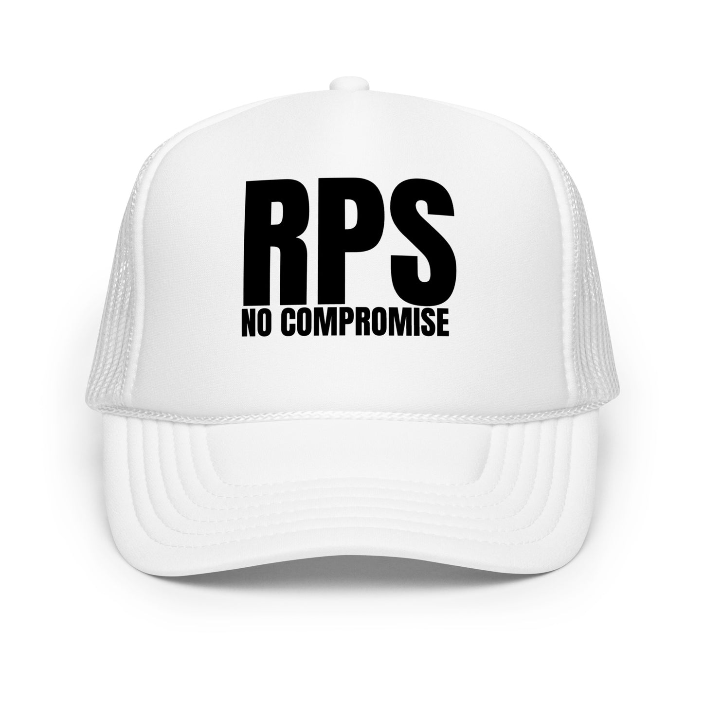 Rebel Parent Society RPS No Compromise Foam Trucker Hat, White, Front Side