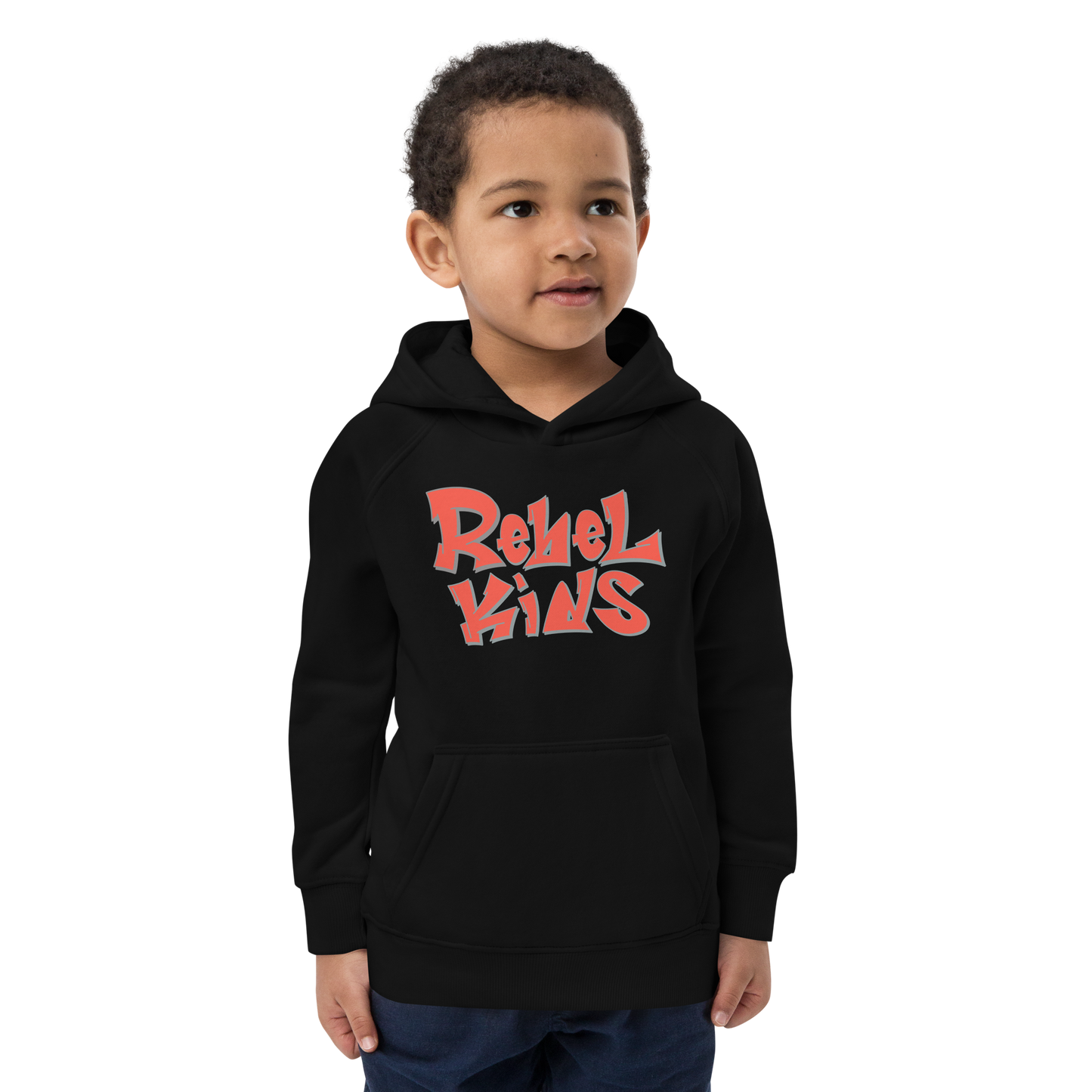 Rebel Parent Society Rebel Kids Hoodie, Black, Front, Boy Model