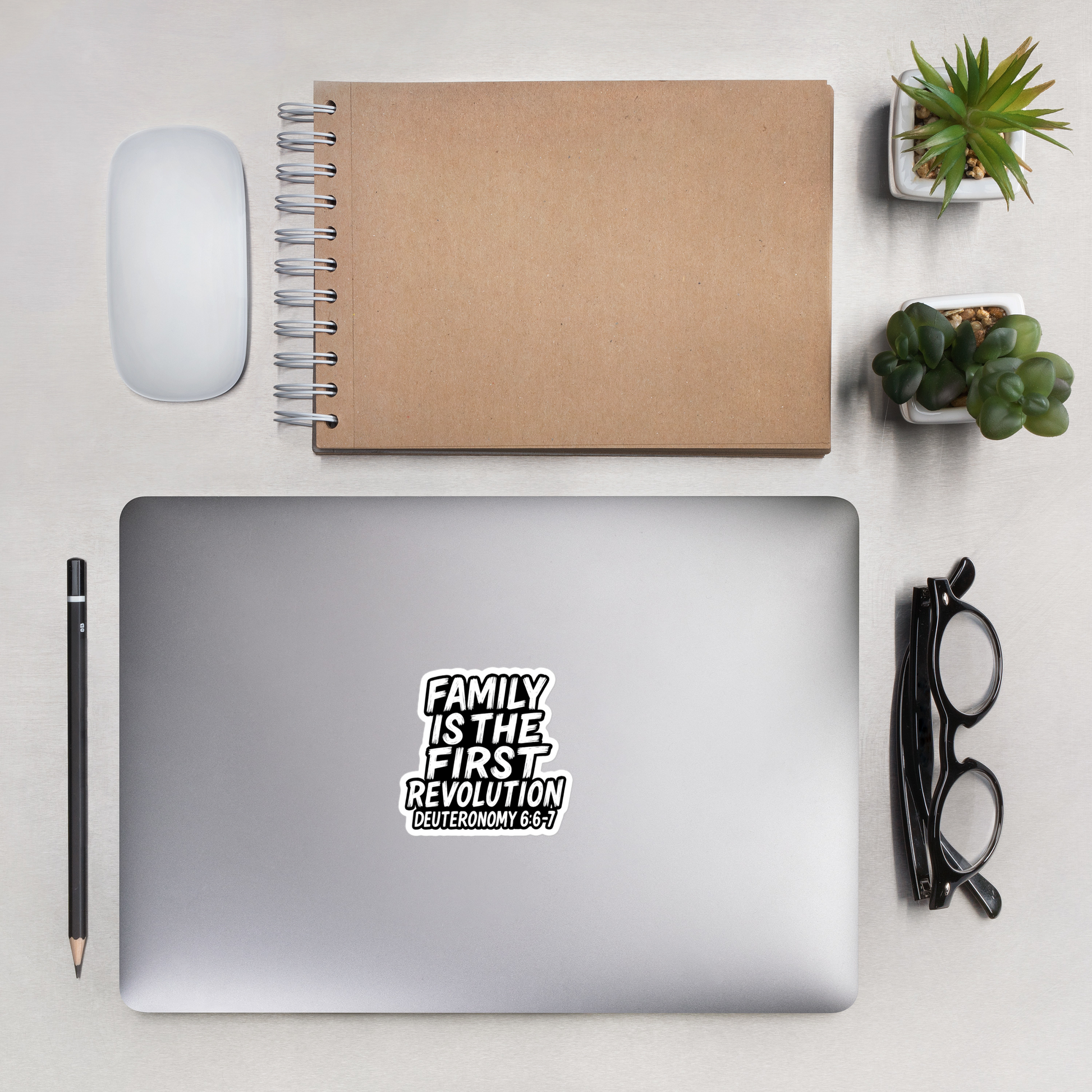 Family Is the First Revolution, Deuteronomy ^:6-7, RPS, Sticker, Black and White logo, small size,  Laptop