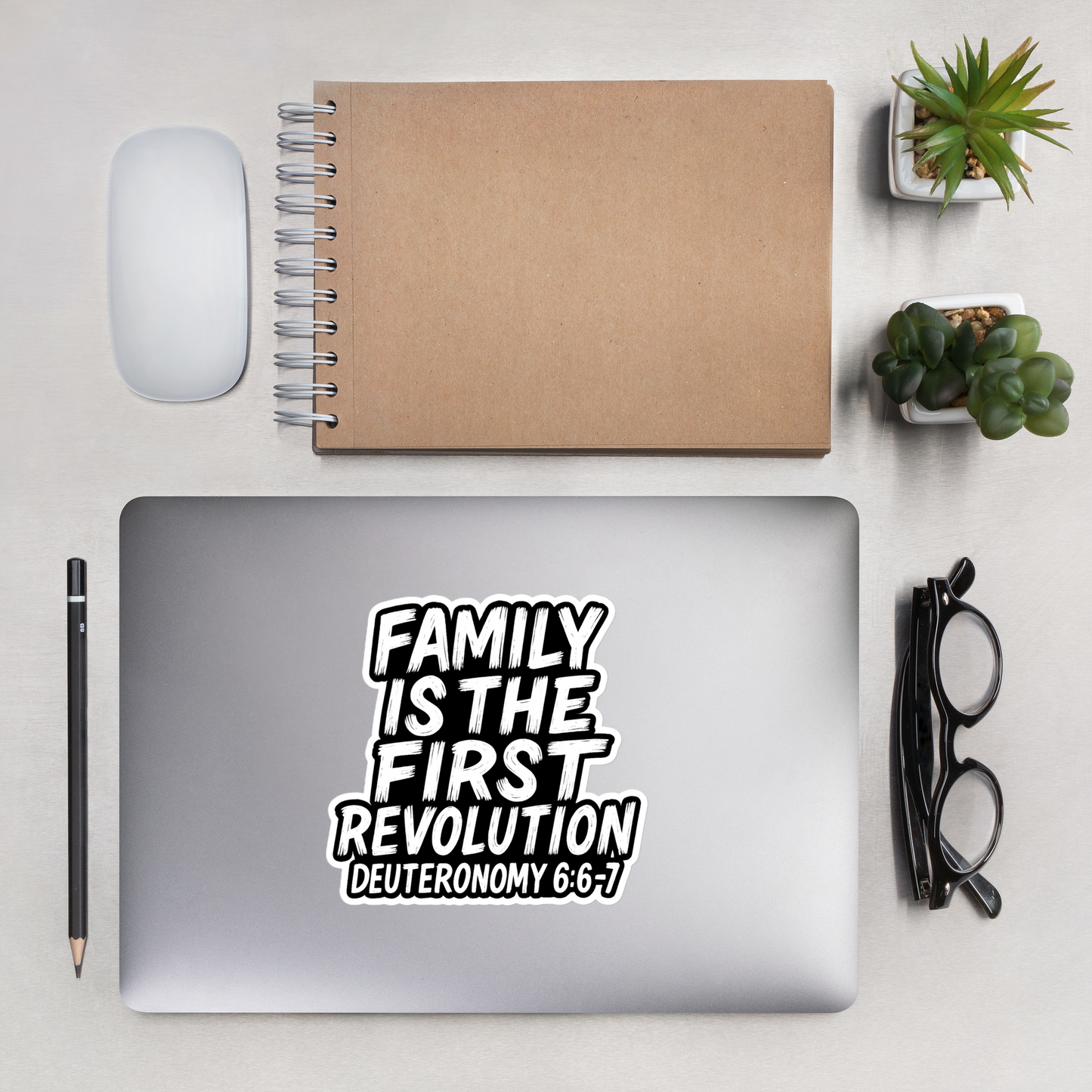 Family Is the First Revolution, Deuteronomy ^:6-7, RPS, Sticker, Black and White logo, large size, laptop