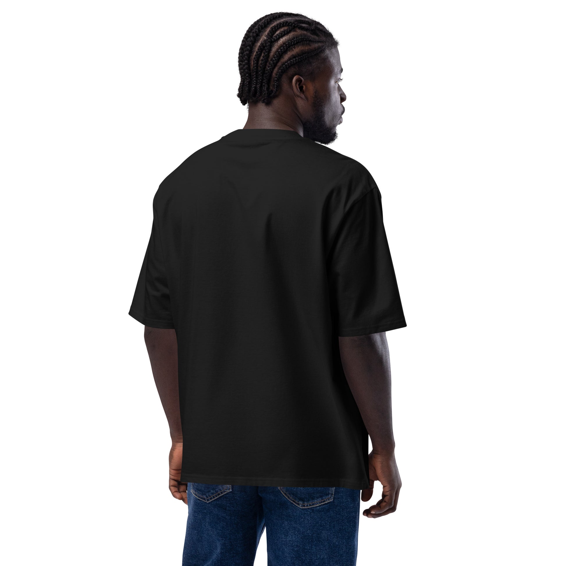 Rebel Parent Society Men's RPS Logo Oversized T-Shirt, Black, Back Side, Male Model