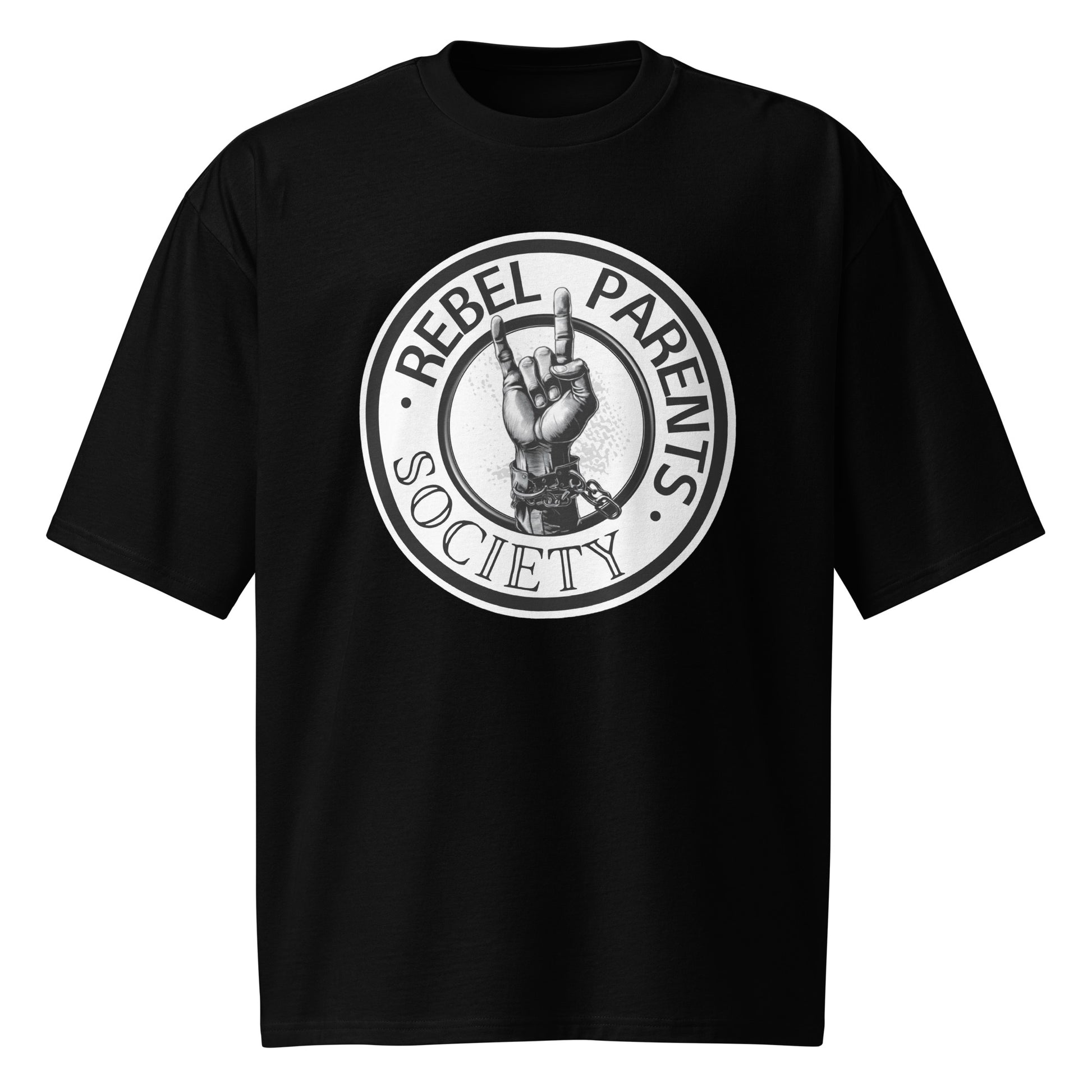 Rebel Parent Society Men's RPS Logo Oversized T-Shirt, Black, Front Side