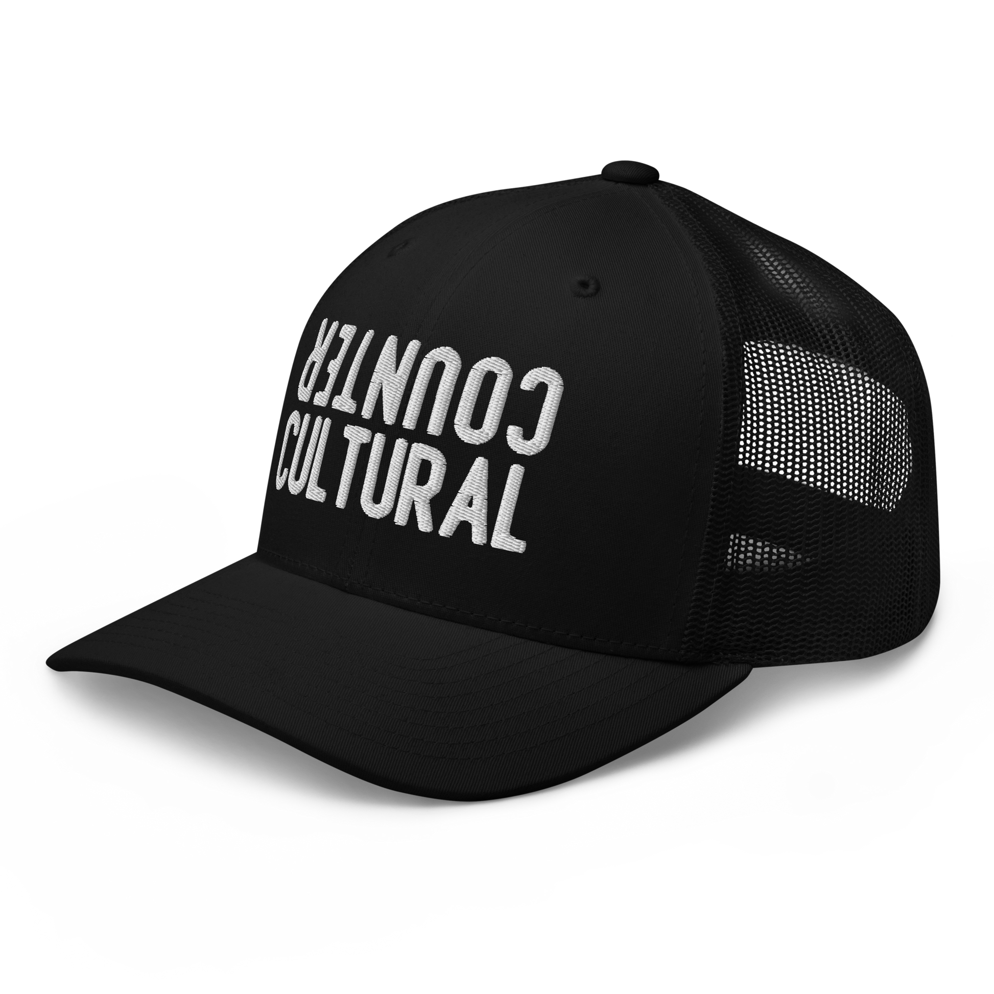 Rebel Parent Society Countercultural Trucker Hat, Black, Front Right Side