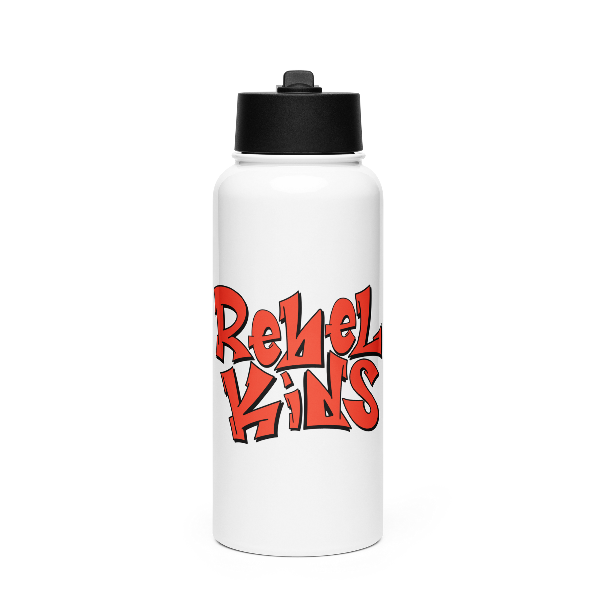 Rebel Parent Society Rebel Kids Water Bottle, White, Front Side 2
