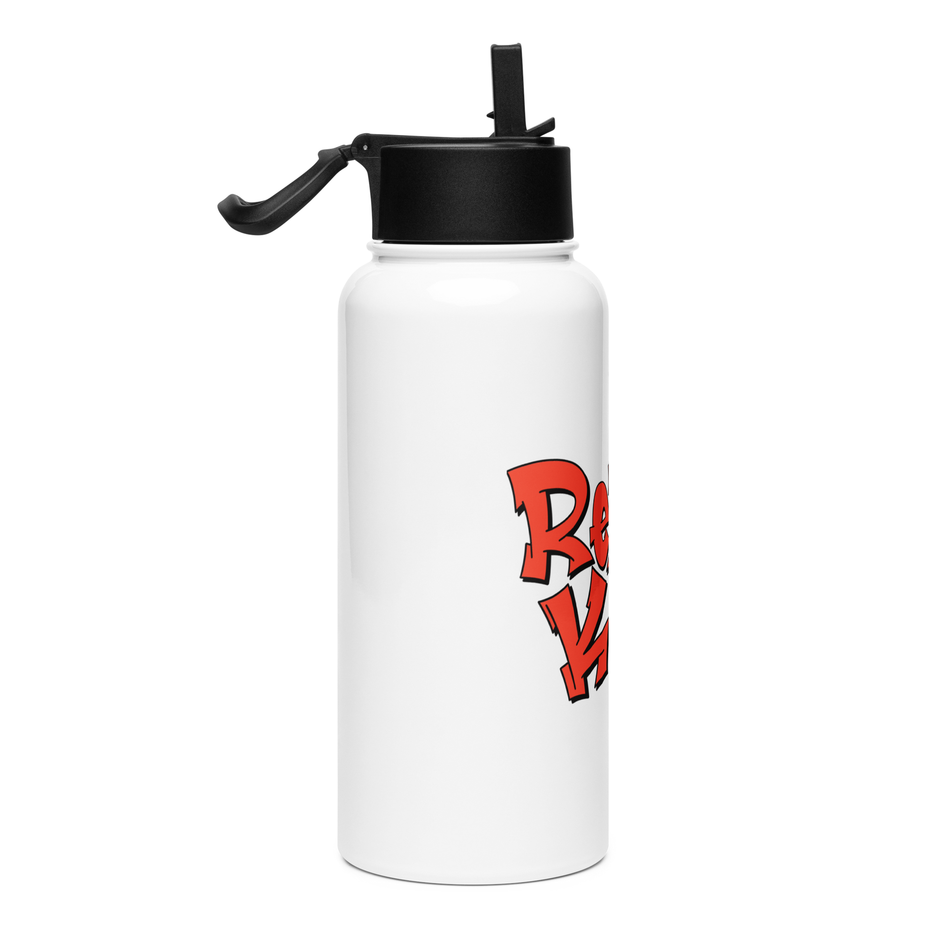 Rebel Parent Society Rebel Kids Water Bottle, White, Side View