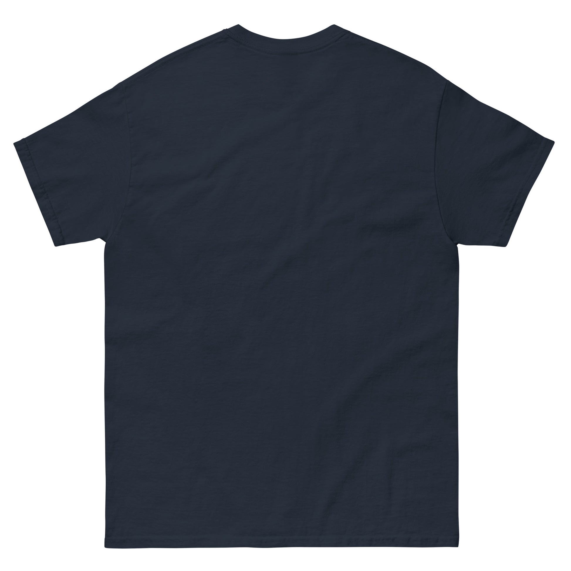 t-shirt with distressed white text that reads 'Saved People Don’t Stay Silent,' displayed flat against a white background. Empty Back, Navy