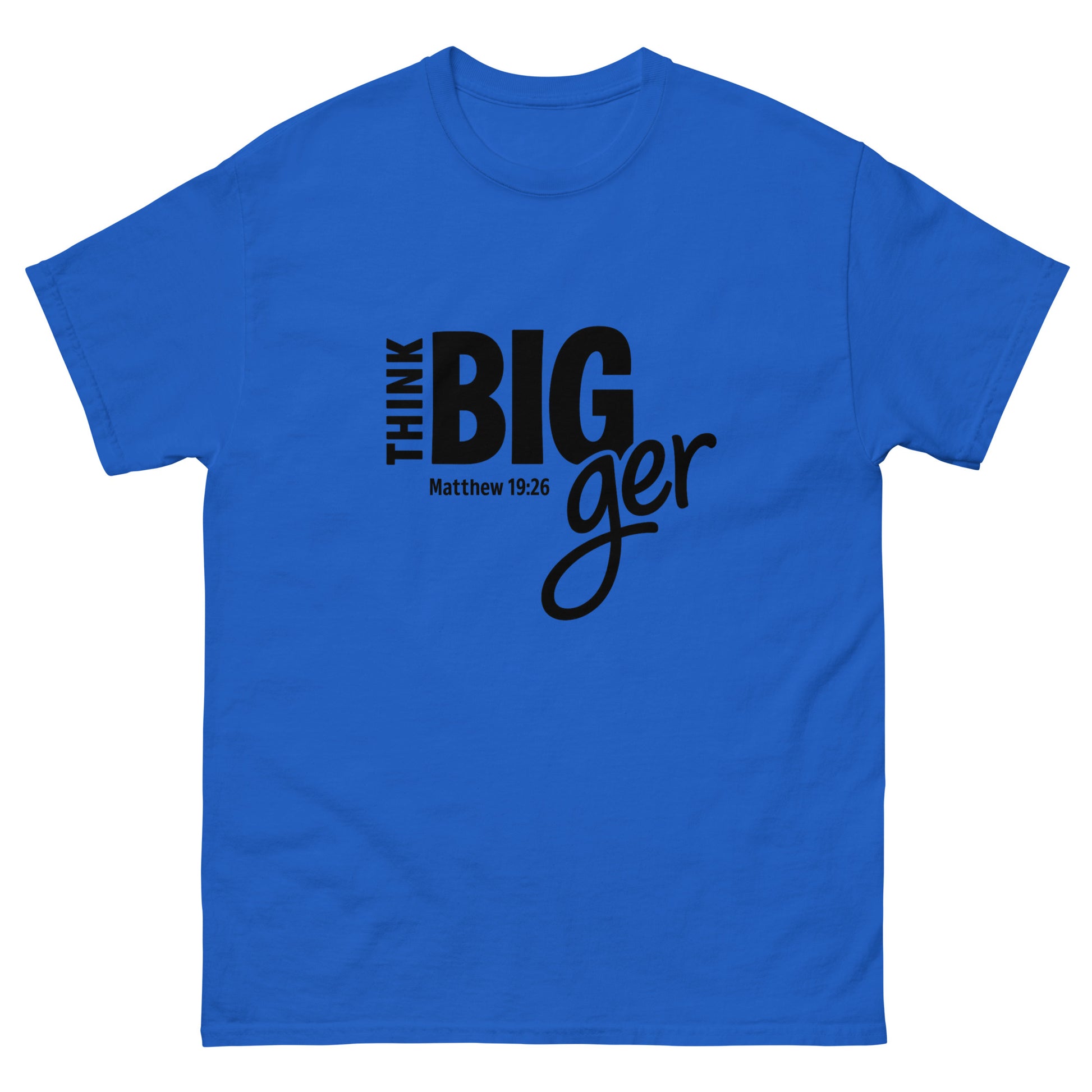'Thing BIGger', Matthew 19:26, rps, shirt, blue, front