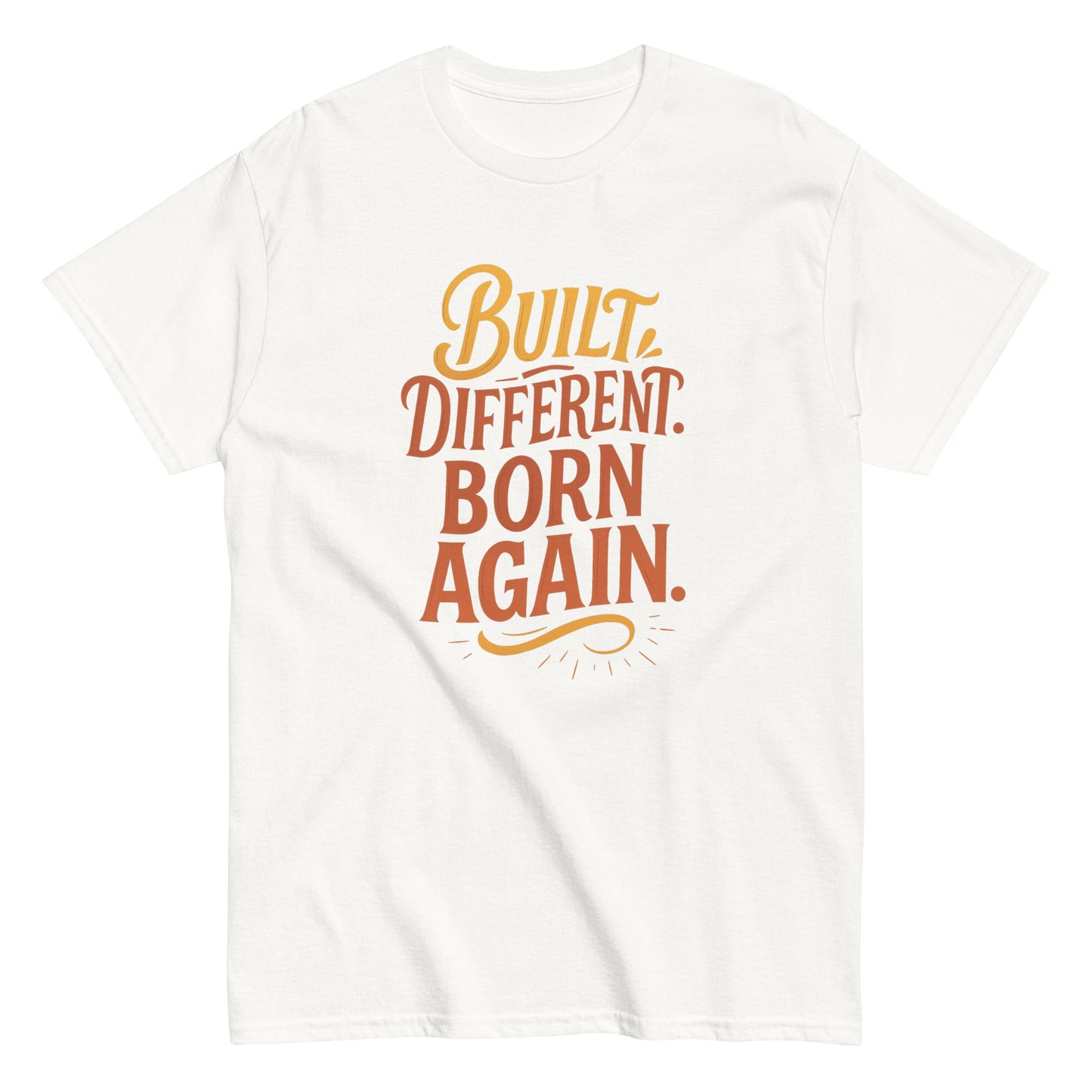 'Built Different. Born Again' Women's shirt,  RPS, Front, White