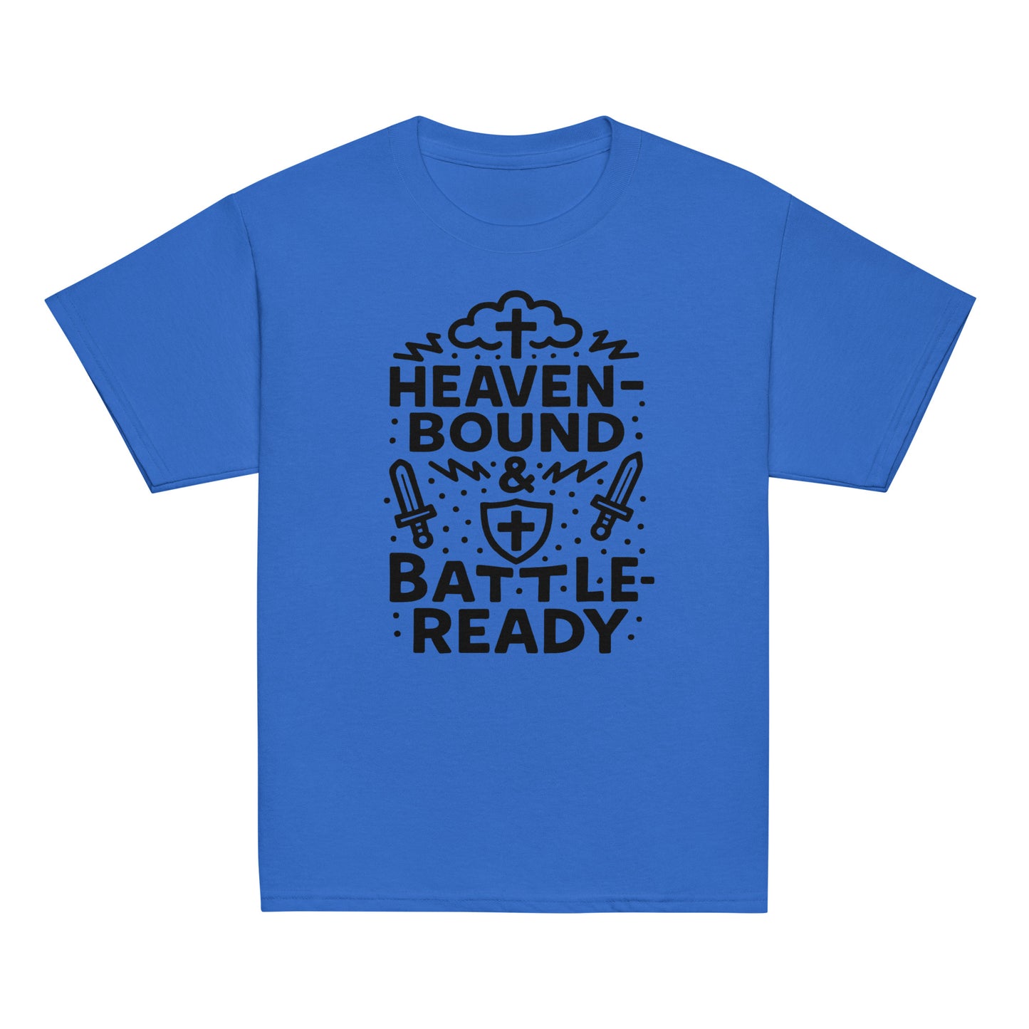 'Heaven Bound + Battle Ready', RPS, Front, Blue