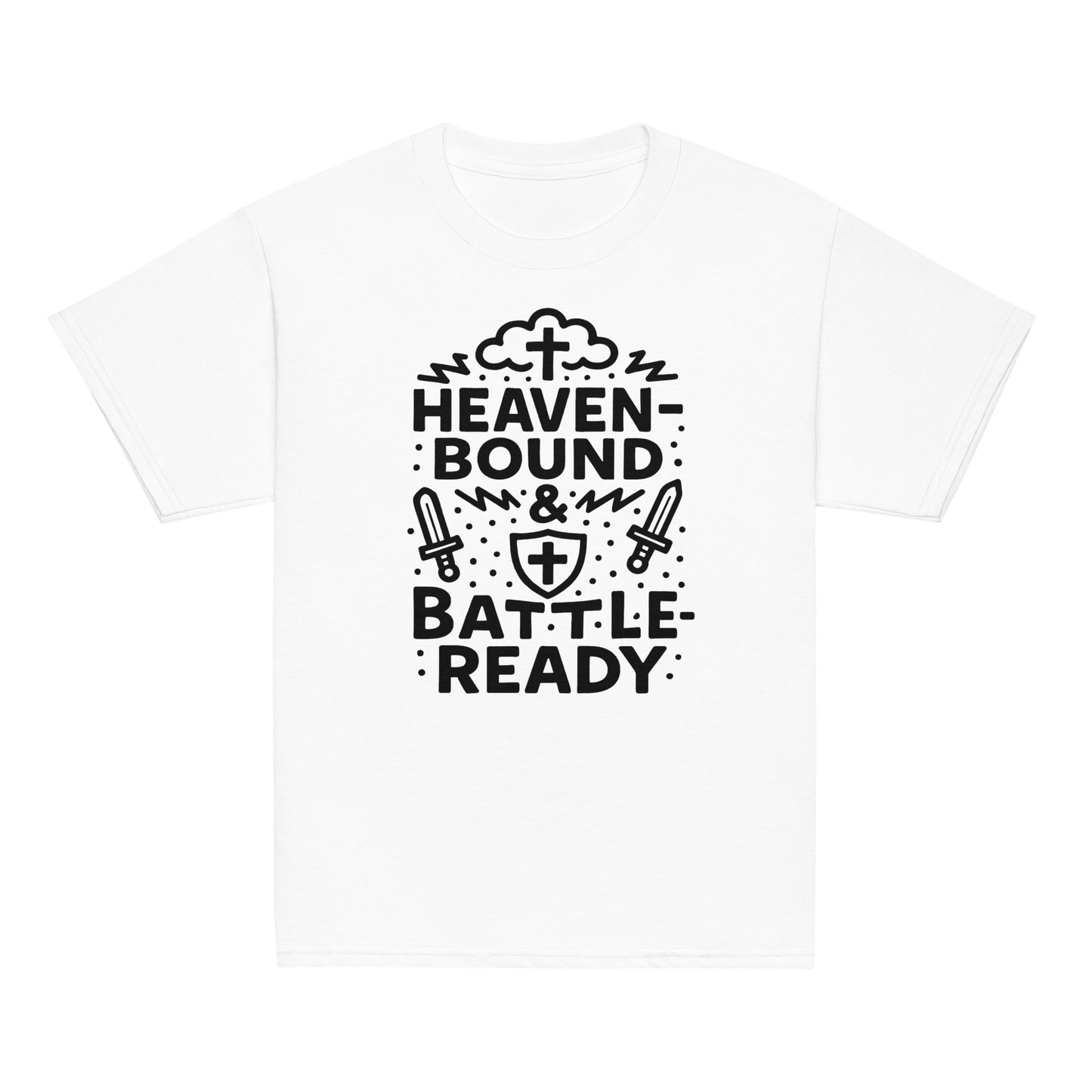 'Heaven Bound + Battle Ready', RPS, Front, White